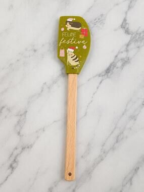 Karma “Feline Festive” Christmas Cat Silicone Spatula with Wooden Handle